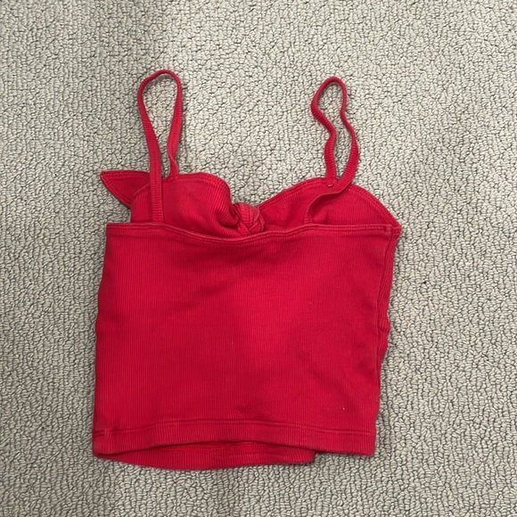 tie front red crop top - Picture 2 of 5